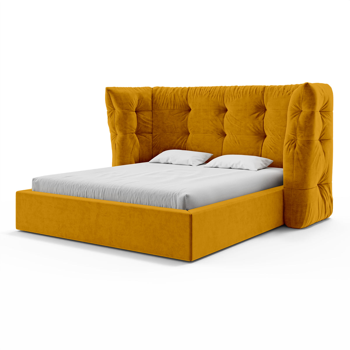 Tufted upholstered bed with storage in a glamour style | Diara