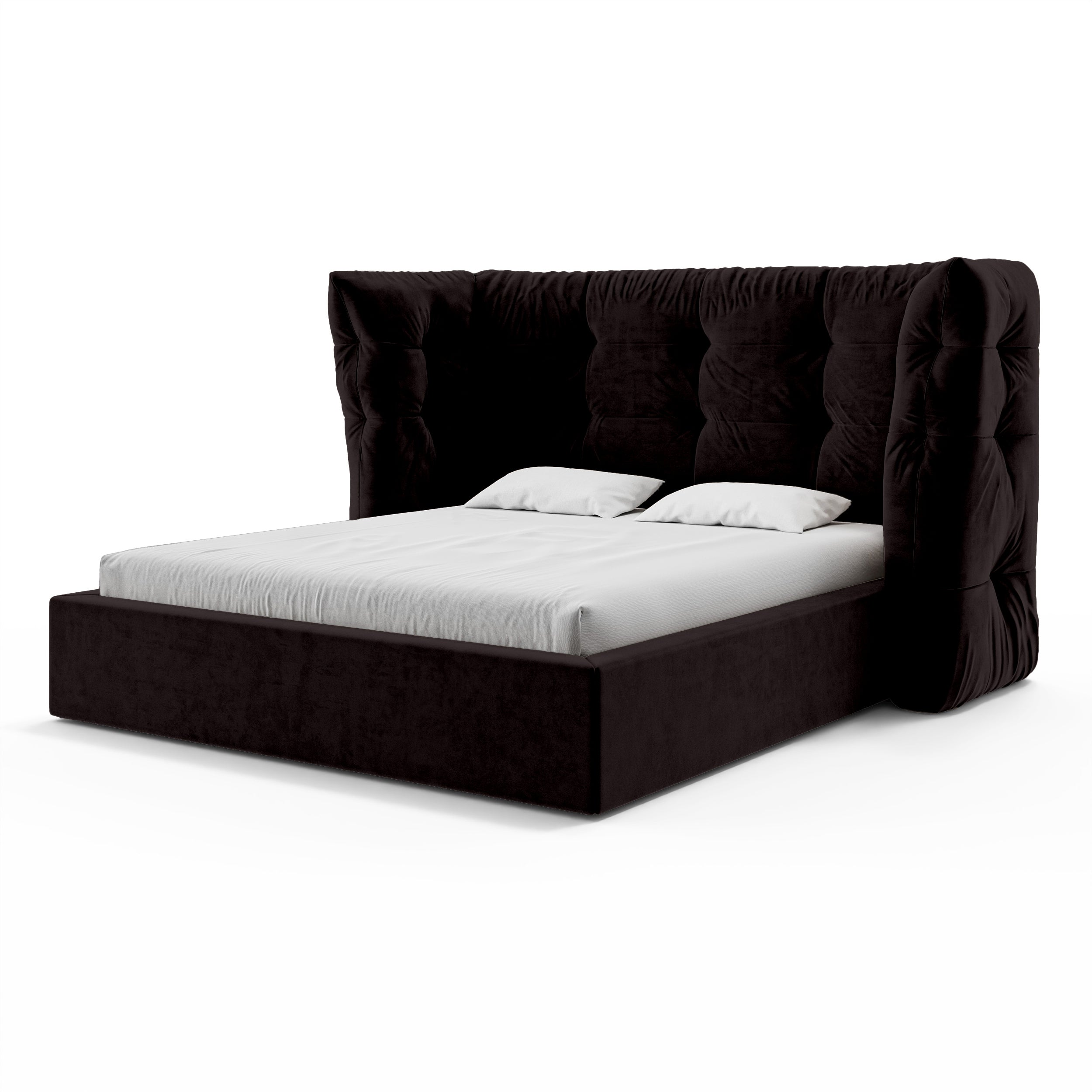 Tufted upholstered bed with storage in a glamour style | Diara