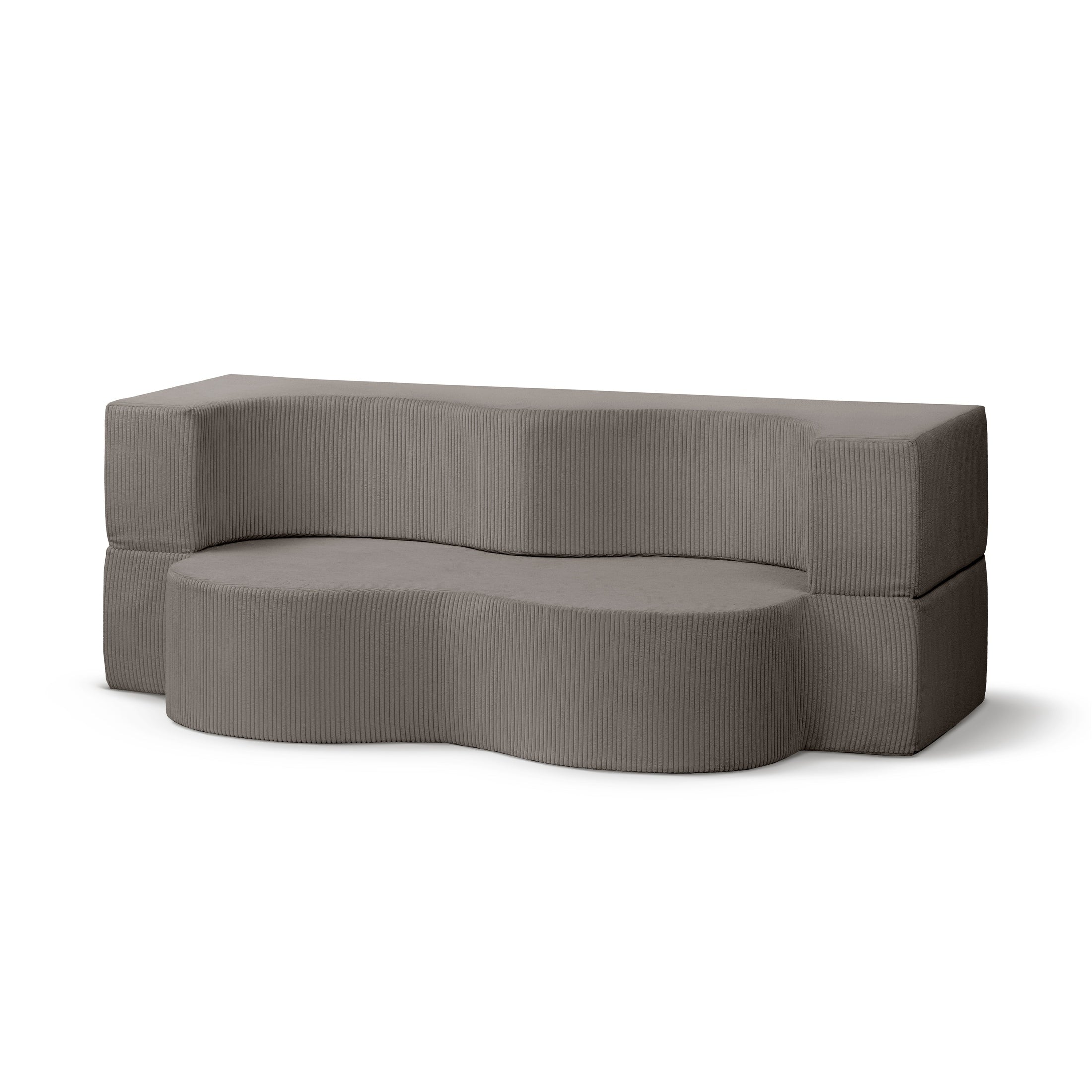 Sofa piankowa wolnostojąca 200 cm z funkcją spania w stylu japandi | Kamelia Wędzone Drewno (POSO 04)