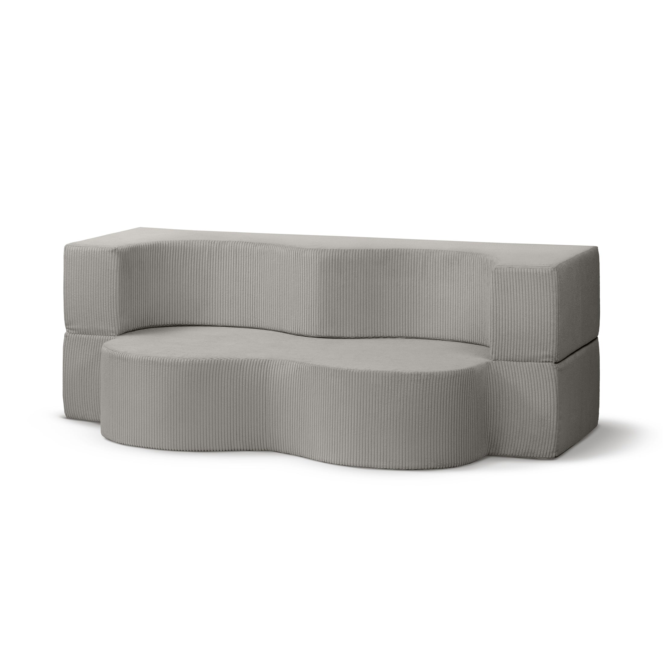 Sofa piankowa wolnostojąca 200 cm z funkcją spania w stylu japandi | Kamelia Popielata Biel (POSO 110)