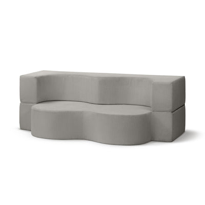 Sofa piankowa wolnostojąca 200 cm z funkcją spania w stylu japandi | Kamelia Popielata Biel (POSO 110)