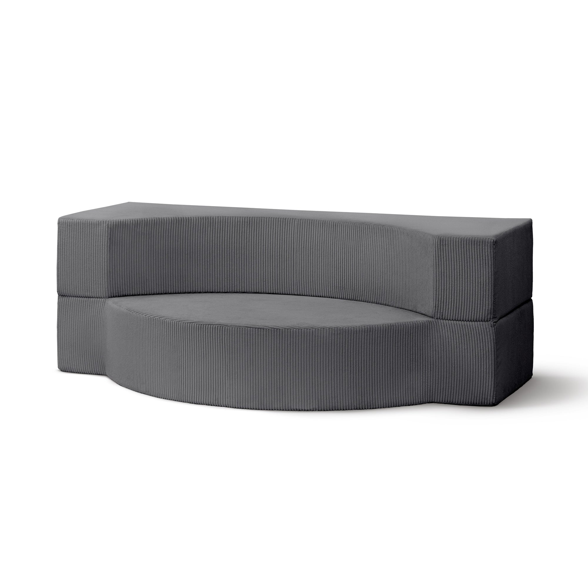 Sofa piankowa modułowa 200 cm z funkcją spania w stylu japandi – sztruks POSO, półokrągła forma | Lunaria Stalowy Brąz (POSO 22)