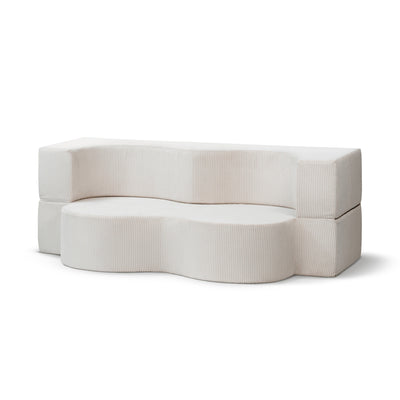 Sofa piankowa wolnostojąca 200 cm z funkcją spania w stylu japandi | Kamelia Porcelanowy Beż (POSO 38)