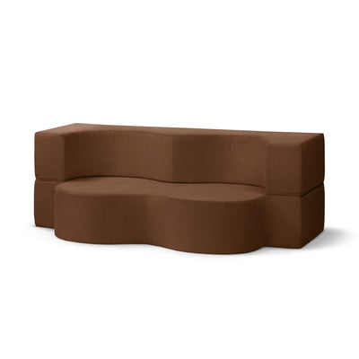 Sofa piankowa wolnostojąca 200 cm z funkcją spania w stylu japandi | Kamelia Espresso (POSO 39)