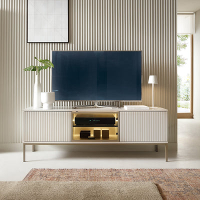 Szafka RTV pod telewizor 154x56 w stylu nowoczesnym | Lampy