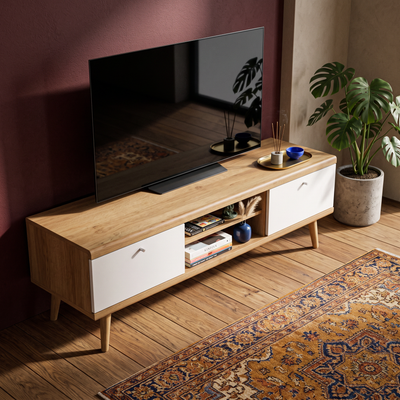 Szafka RTV 160x50 w stylu skandynawskim | Lato