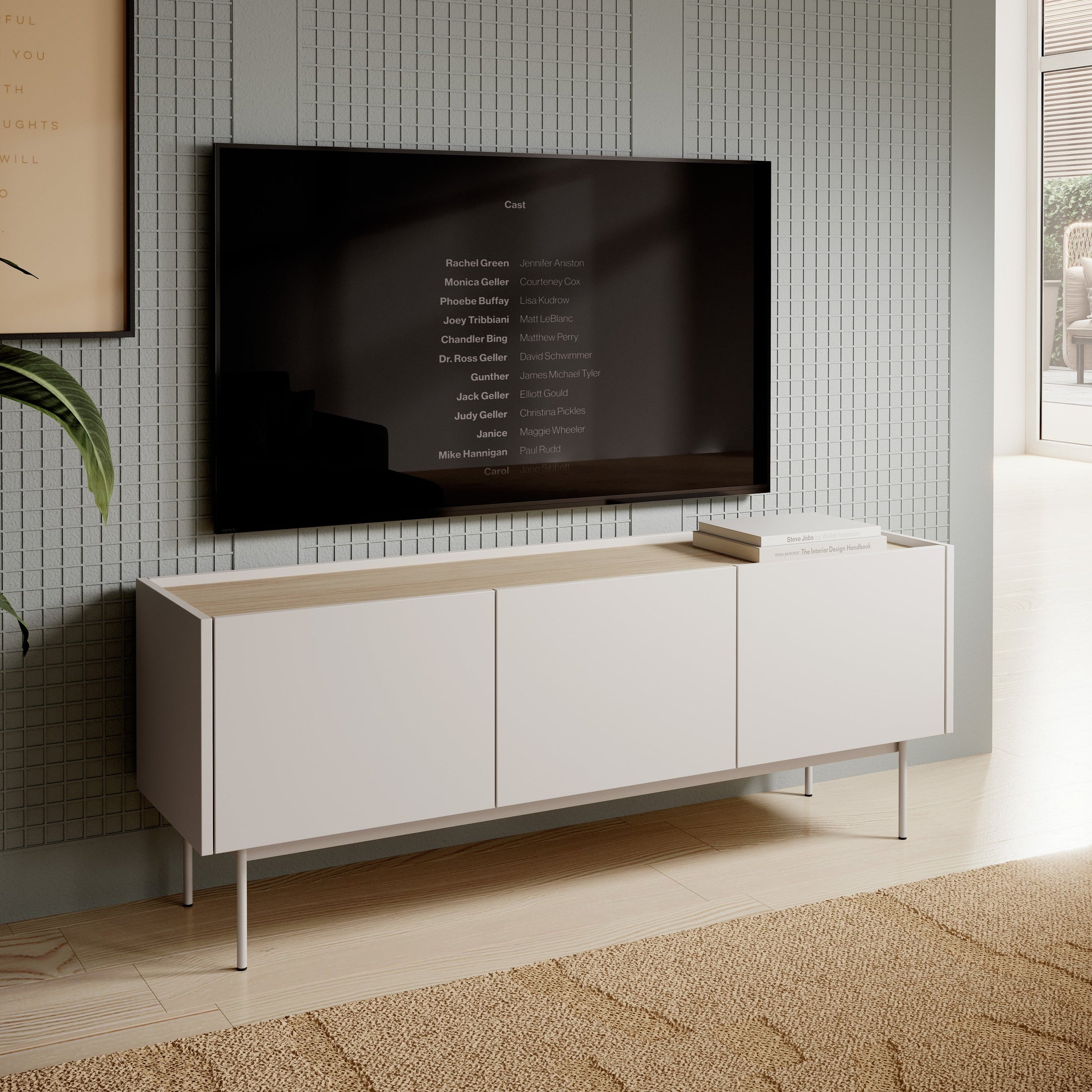 Szafka RTV pod telewizor 144x55 w stylu japandi | Bema