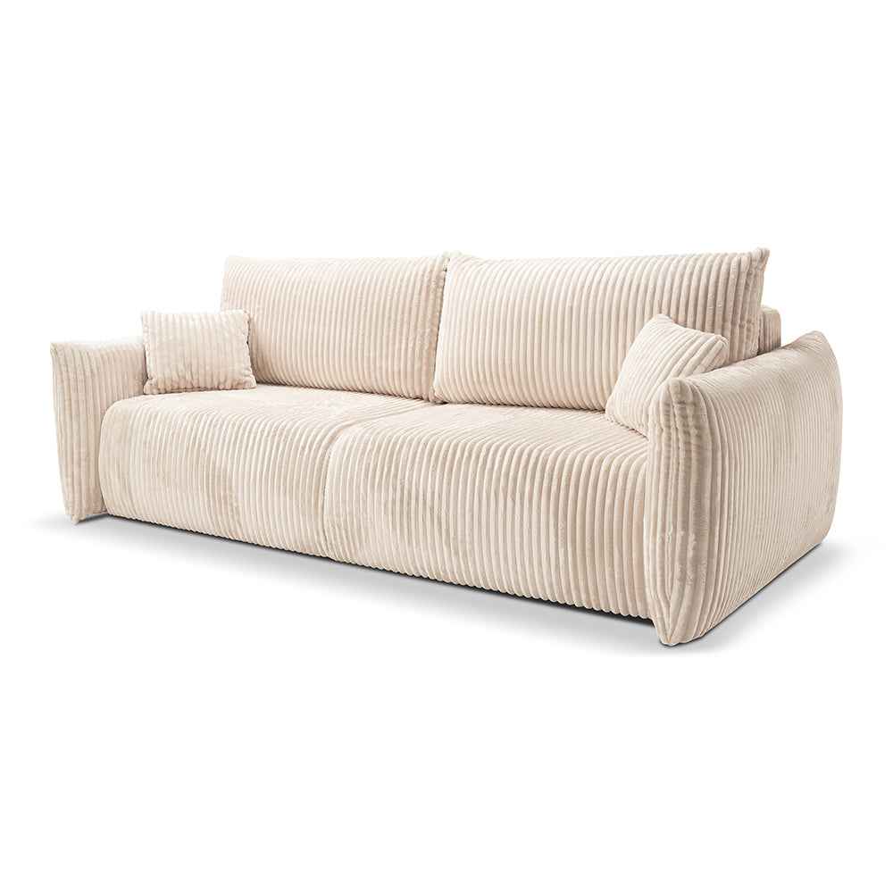 Sofa 3-osobowa z funkcją spania 145x200 z pojemnikiem w stylu nowoczesnym | ALLORO Śmietankowy Puch (TILIA 03)
