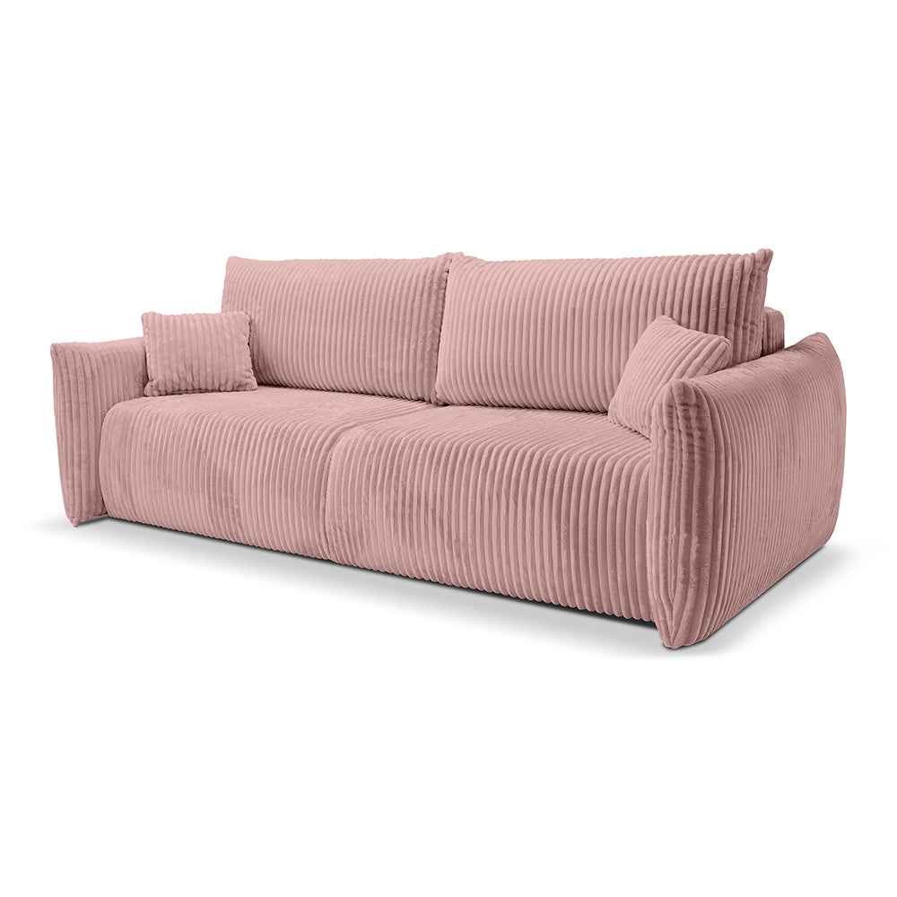 Sofa 3-osobowa z funkcją spania 145x200 z pojemnikiem w stylu nowoczesnym | ALLORO Porcelanowy Róż (TILIA 62)