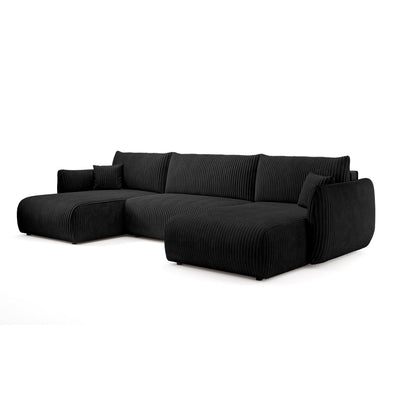 Alloro U Shaped Corner Sofa Bed with Storage, Sleeping Area 145x302 – Charcoal Velvet (TILIA 100)