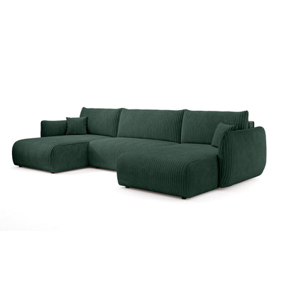 Alloro U Shaped Corner Sofa Bed with Storage, Sleeping Area 145x302 – Fern Shadow (TILIA 39)