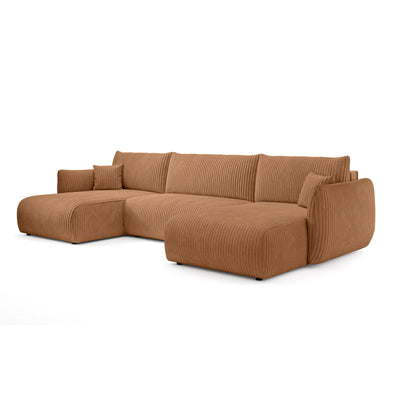 Alloro U Shaped Corner Sofa Bed with Storage, Sleeping Area 145x302 – Straw Grain (TILIA 56)