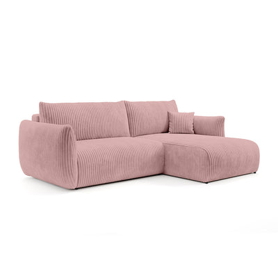 Narożnik z funkcją spania 257 cm w stylu nowoczesnym | ALLORO Prawostronna Porcelanowy Róż (TILIA 62)