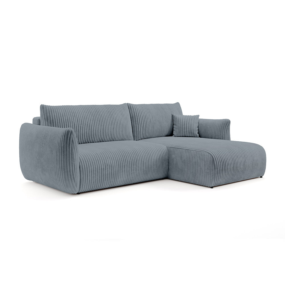 Narożnik z funkcją spania 257 cm w stylu nowoczesnym | ALLORO Prawostronna Grafit Poranny (TILIA 85)