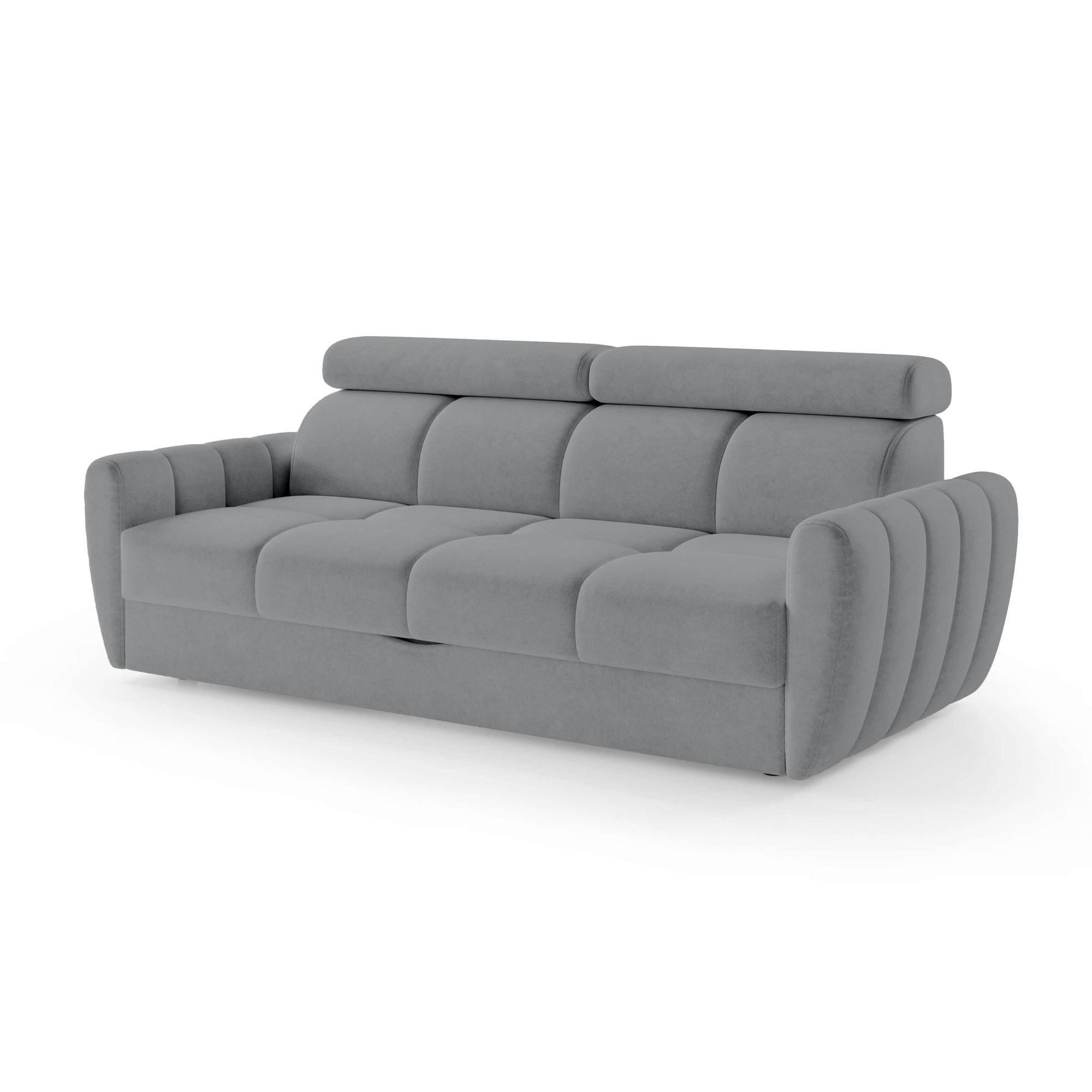 Sofa z funkcją spania 3-osobowa 227 cm w stylu minimalistycznym – pianka HR, regulowany zagłówek, puma | Franec