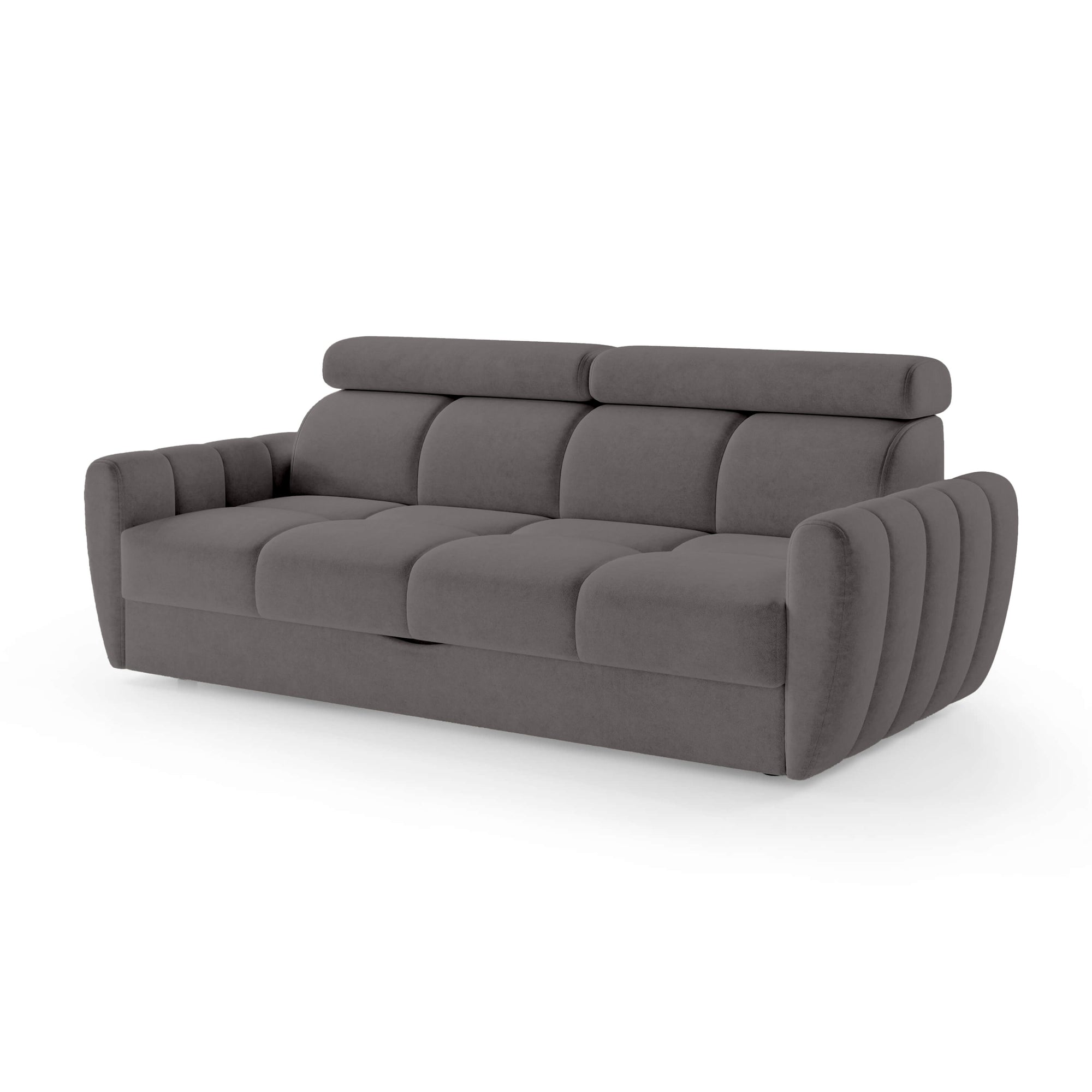 Sofa z funkcją spania 3-osobowa 227 cm w stylu minimalistycznym – pianka HR, regulowany zagłówek, puma | Franec