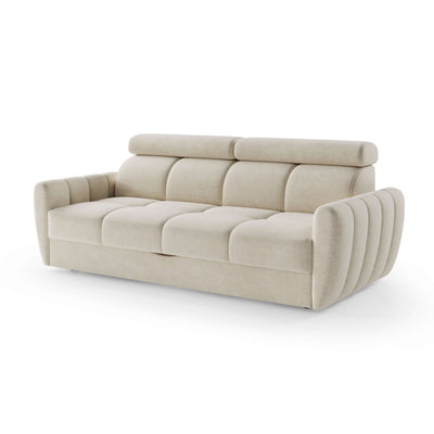 Sofa z funkcją spania 3-osobowa 227 cm w stylu minimalistycznym | Franec Piaskowy Pergamin (CLOUD 03):