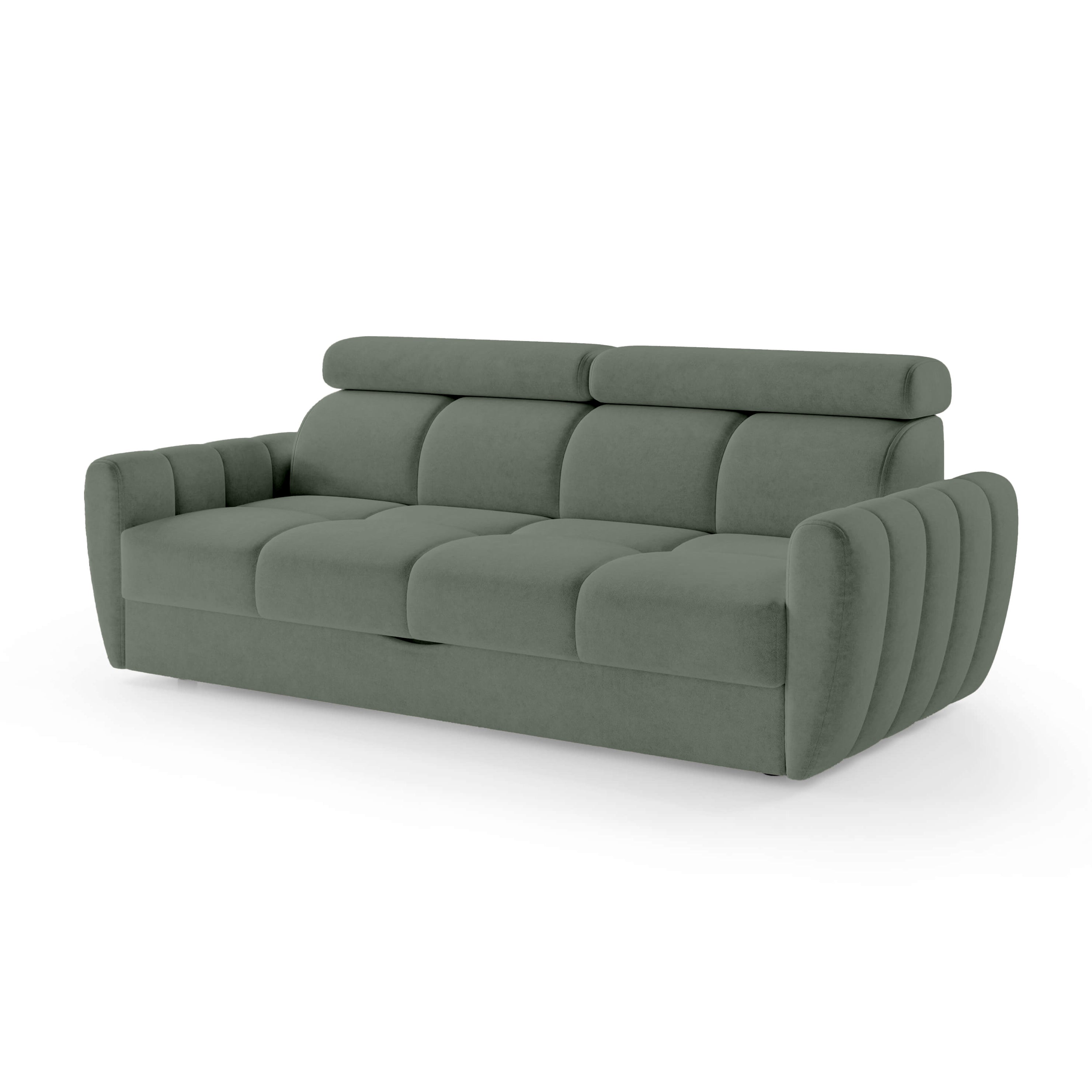 Sofa z funkcją spania 3-osobowa 227 cm w stylu minimalistycznym | Franec Mroczny Eukaliptus (CLOUD 33)