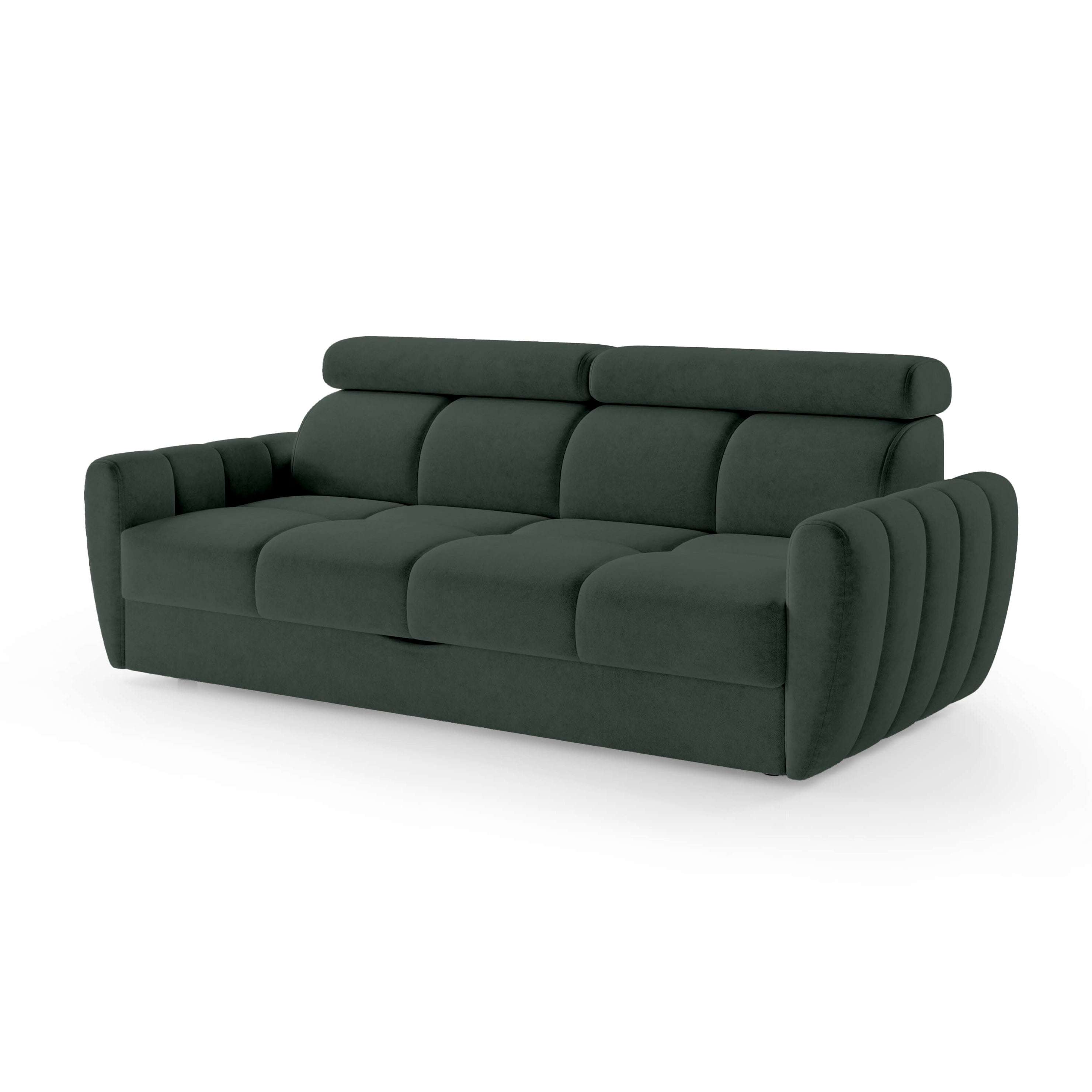 Sofa z funkcją spania 3-osobowa 227 cm w stylu minimalistycznym | Franec Zielony Grafit (CLOUD 39)