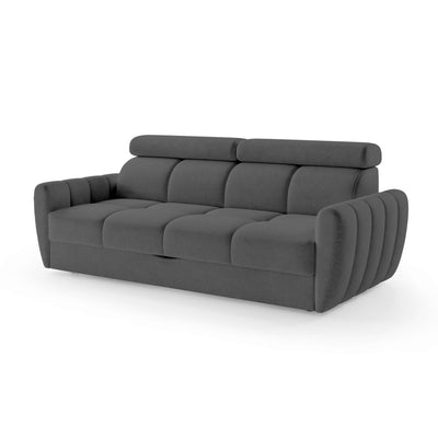 Sofa z funkcją spania 3-osobowa 227 cm w stylu minimalistycznym | Franec Bazaltowy Popiół (CLOUD 84)