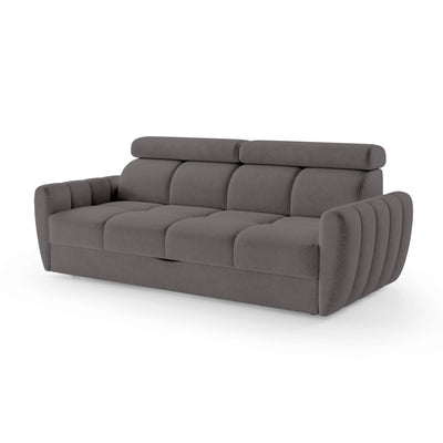 Sofa z funkcją spania 3-osobowa 227 cm w stylu minimalistycznym | Franec Ciemny Granit (CLOUD 91)