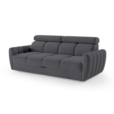 Sofa z funkcją spania 3-osobowa 227 cm w stylu minimalistycznym | Franec Stalowy Grafit (CLOUD 97)