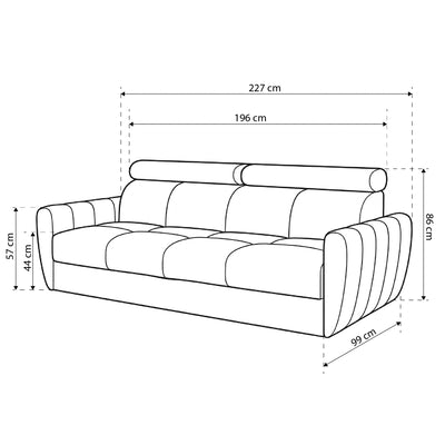 3-seater sofa with sleeping function 227 cm in minimalist style | Franec