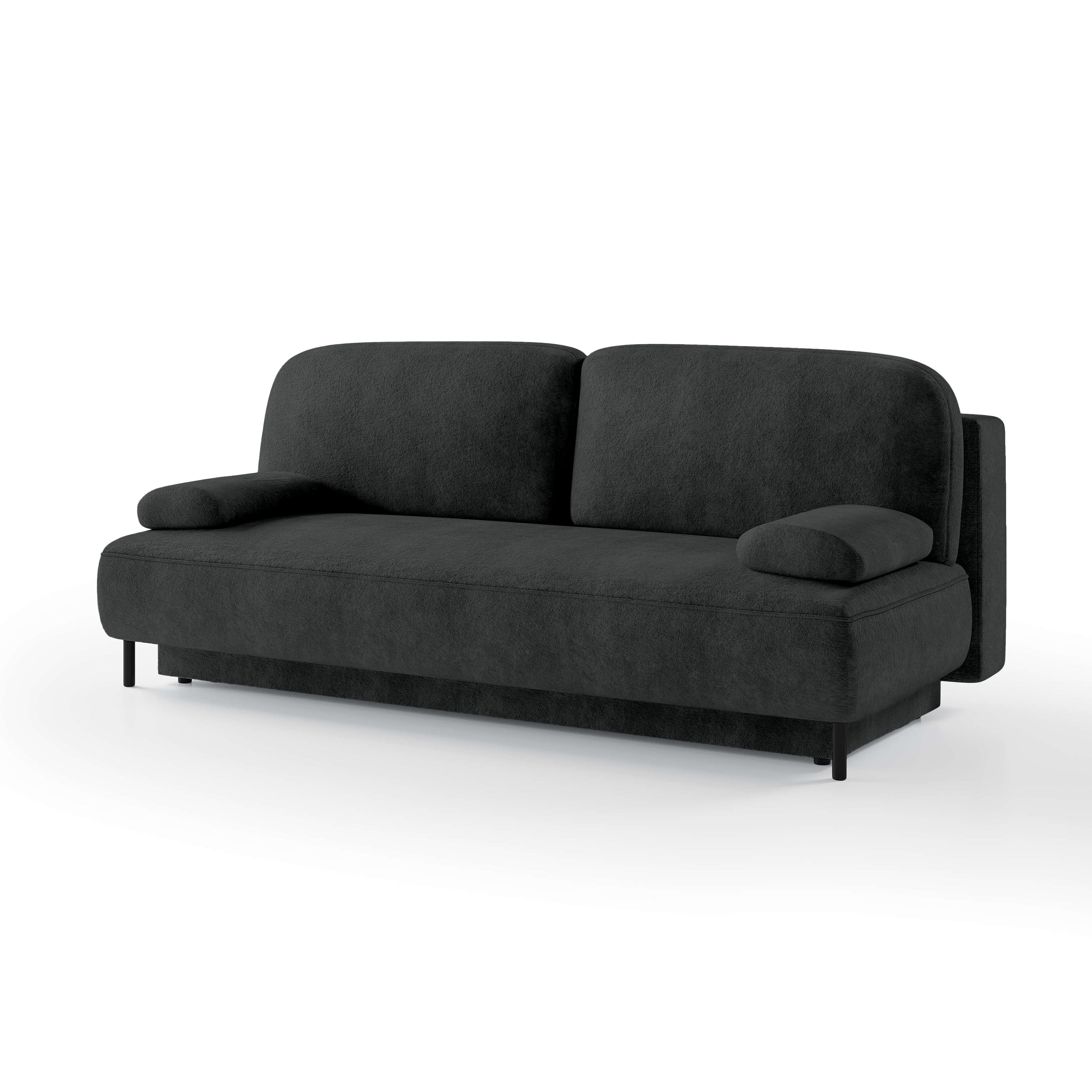 Sofa 2-osobowa z funkcją spania 140x200 z pojemnikiem w stylu nowoczesnym | Tola Grafitowy Chłód (PERFECT HARMONY 90)