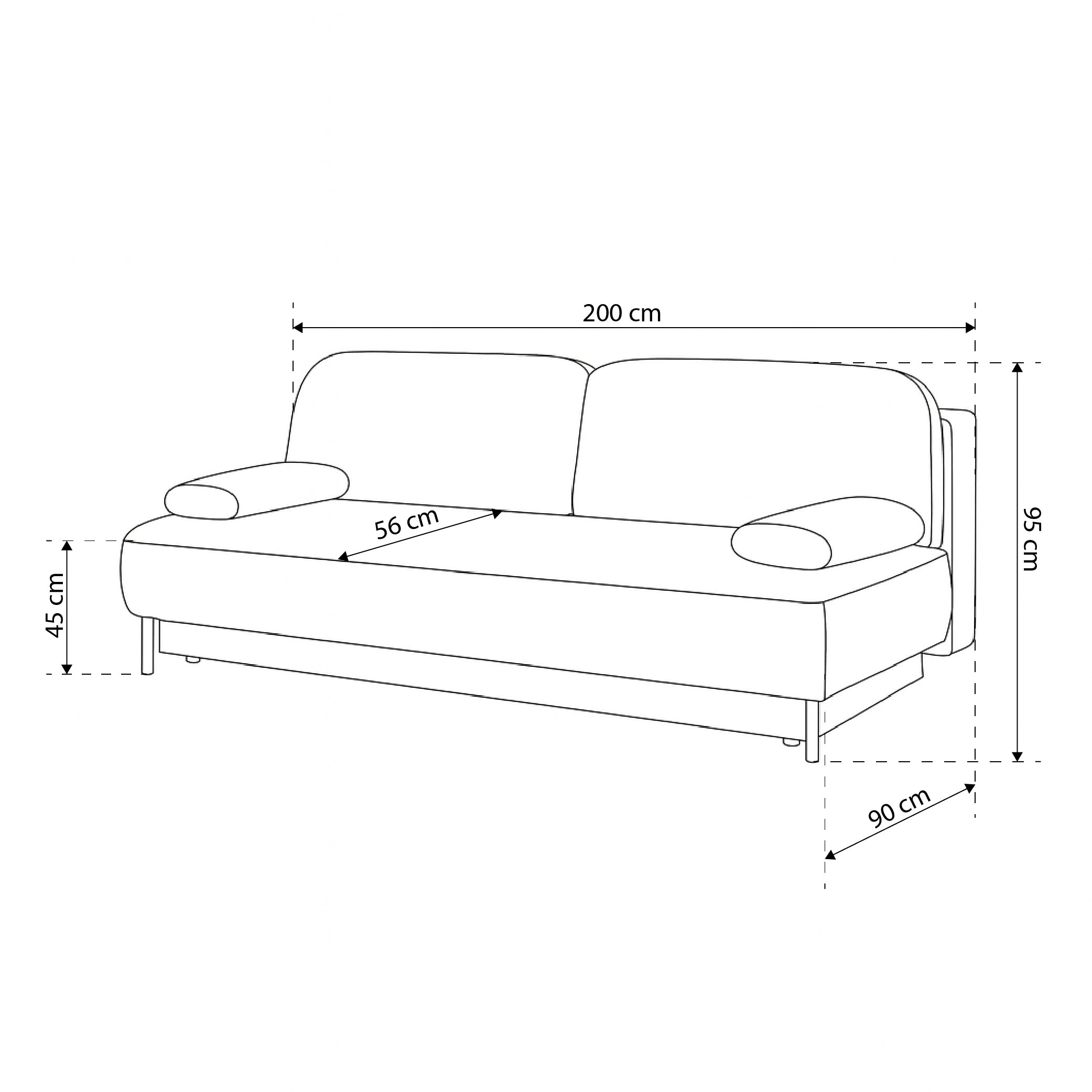 2-seater sofa with sleeping function 140x200 with storage in modern style| Tola