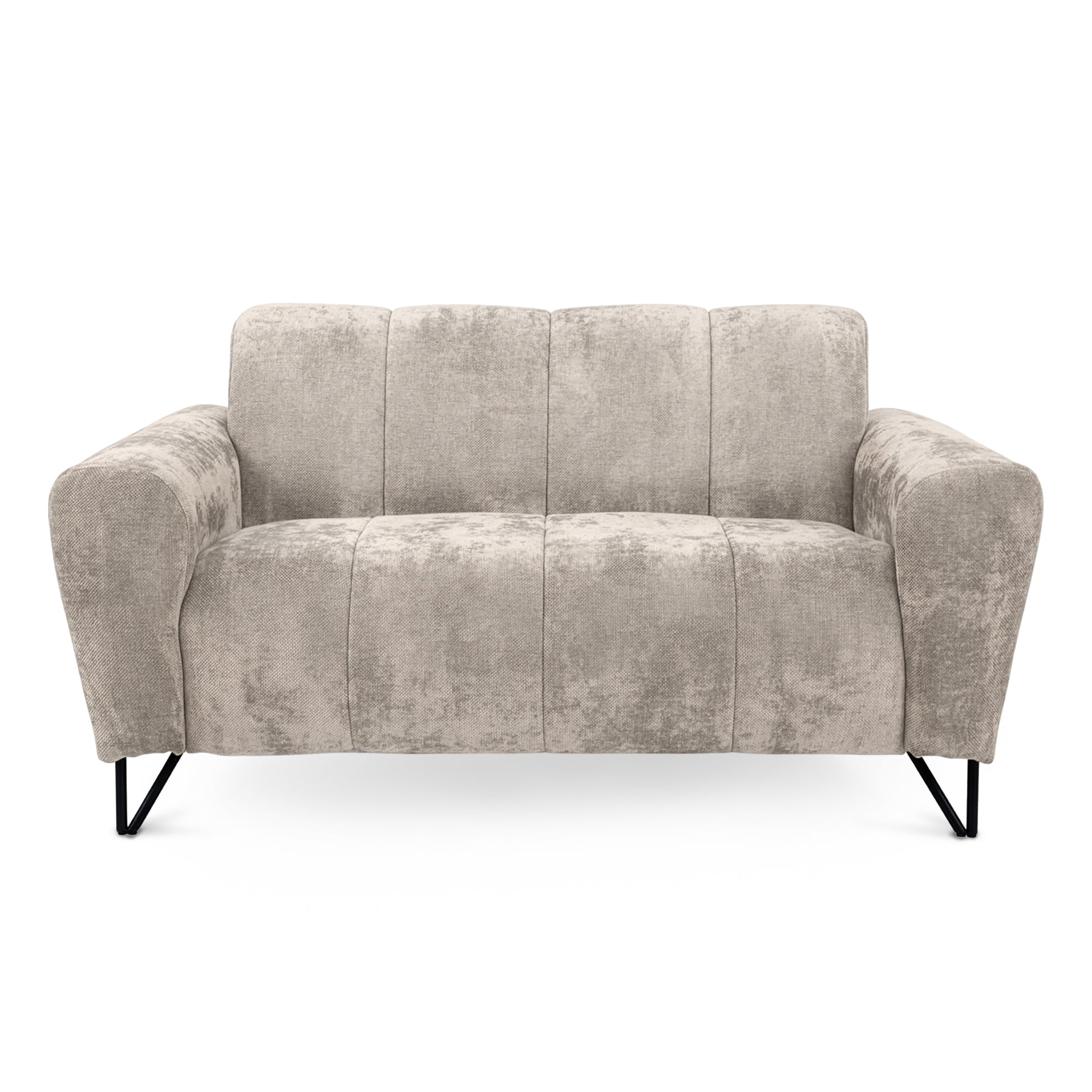 Sofa dwuosobowa do małych przestrzeni - tkanina Vega, miękka bryła, metalowe nogi | Nellia