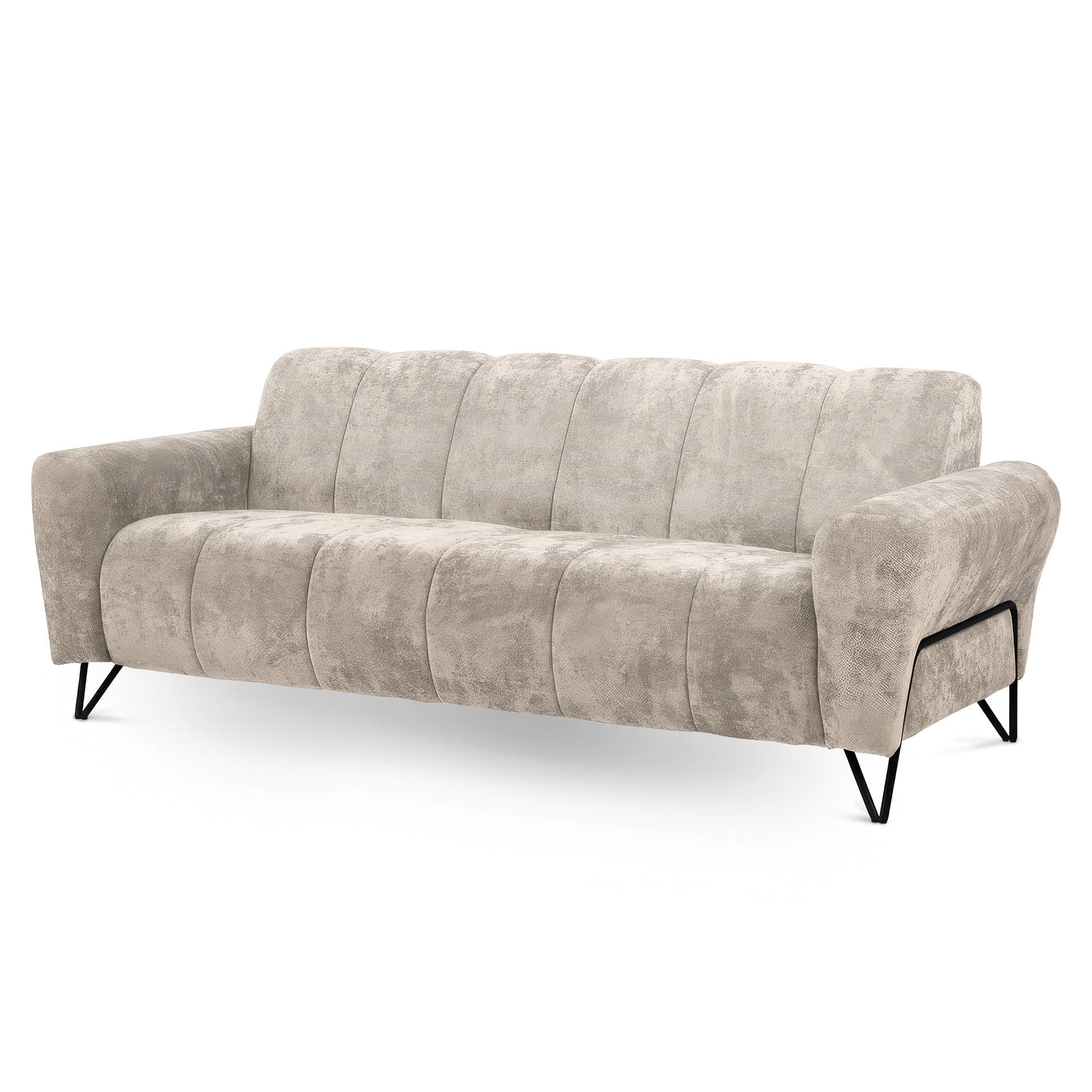 Sofa trzyosobowa do salonu w stylu nowoczesnym - tkanina Vega, miękka bryła, lekka konstrukcja | Nellia Vanilla Fluff (VEGA 02)