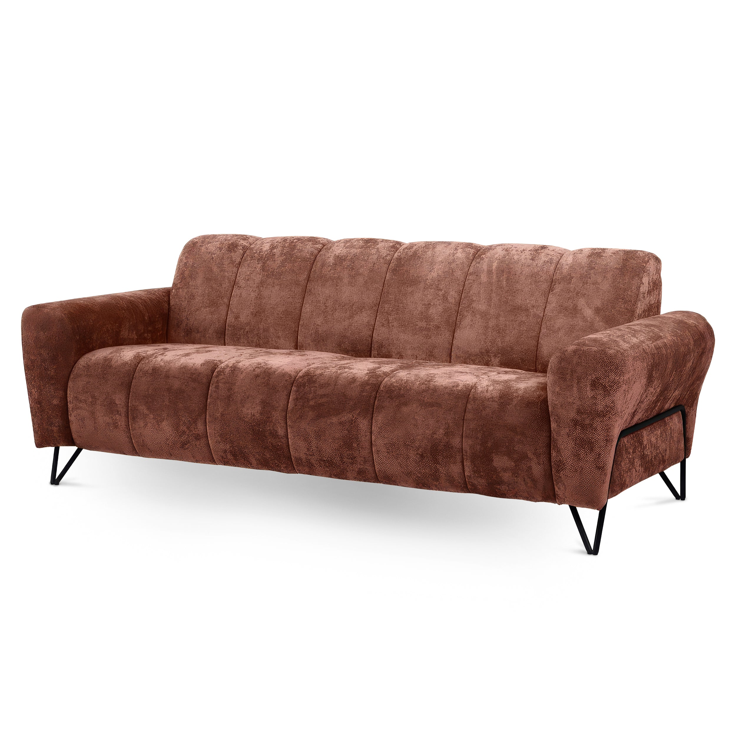 Sofa trzyosobowa do salonu w stylu nowoczesnym, tkanina Vega | Nellia Przygaszona Terra (VEGA 08)