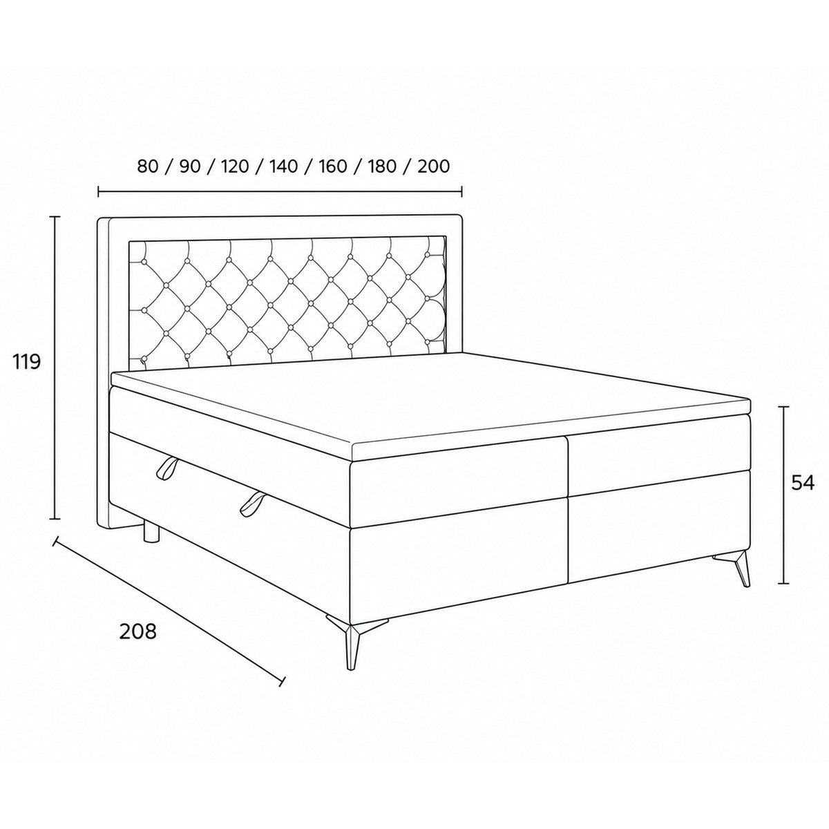 Quilted continental bed with two storage compartments in a glamour style | Rosselia