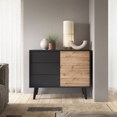 Komoda z szufladami i drzwiami 104x83 w stylu industrialnym | Las