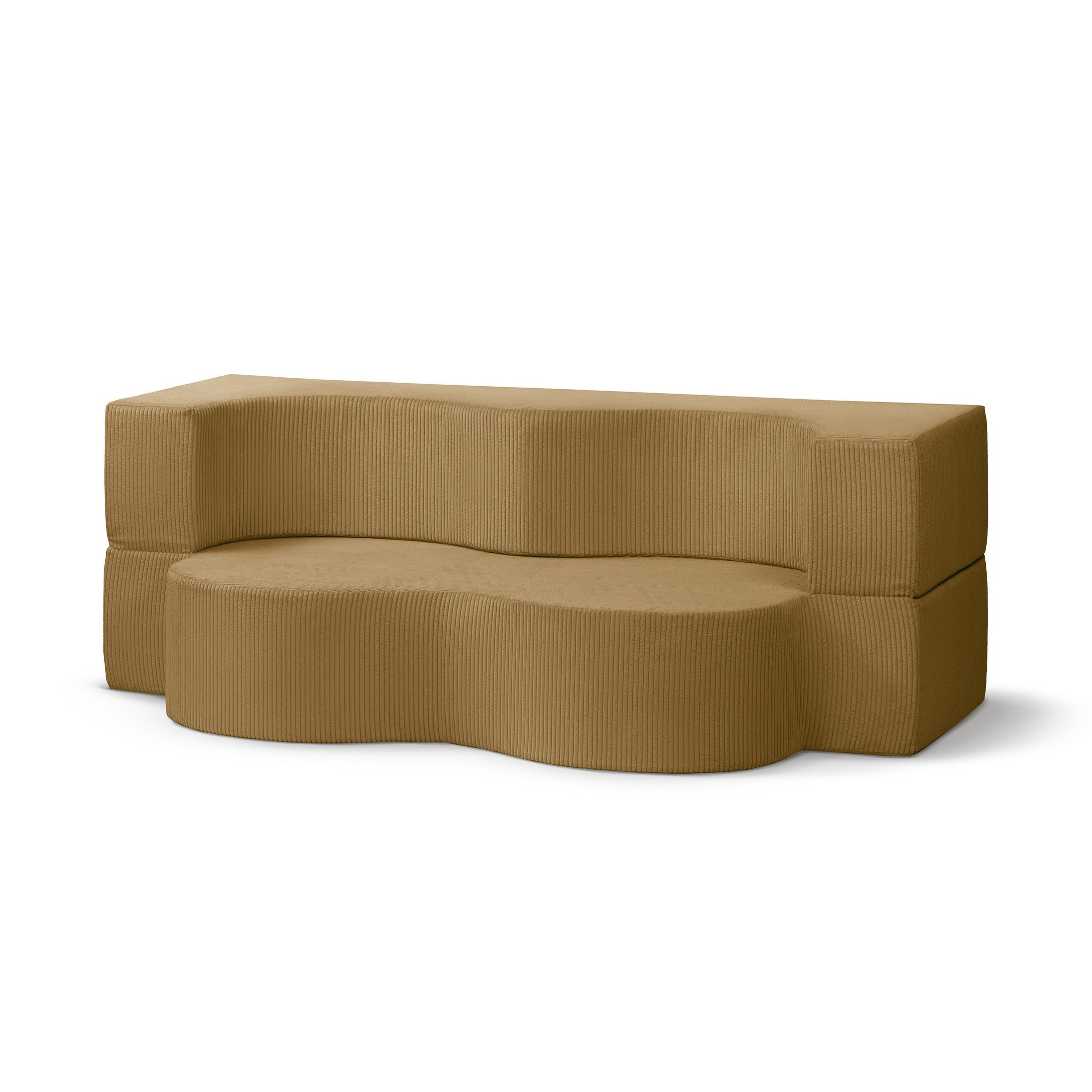 Sofa piankowa wolnostojąca 200 cm z funkcją spania w stylu japandi | Kamelia Złocisty Orzech (POSO 01)