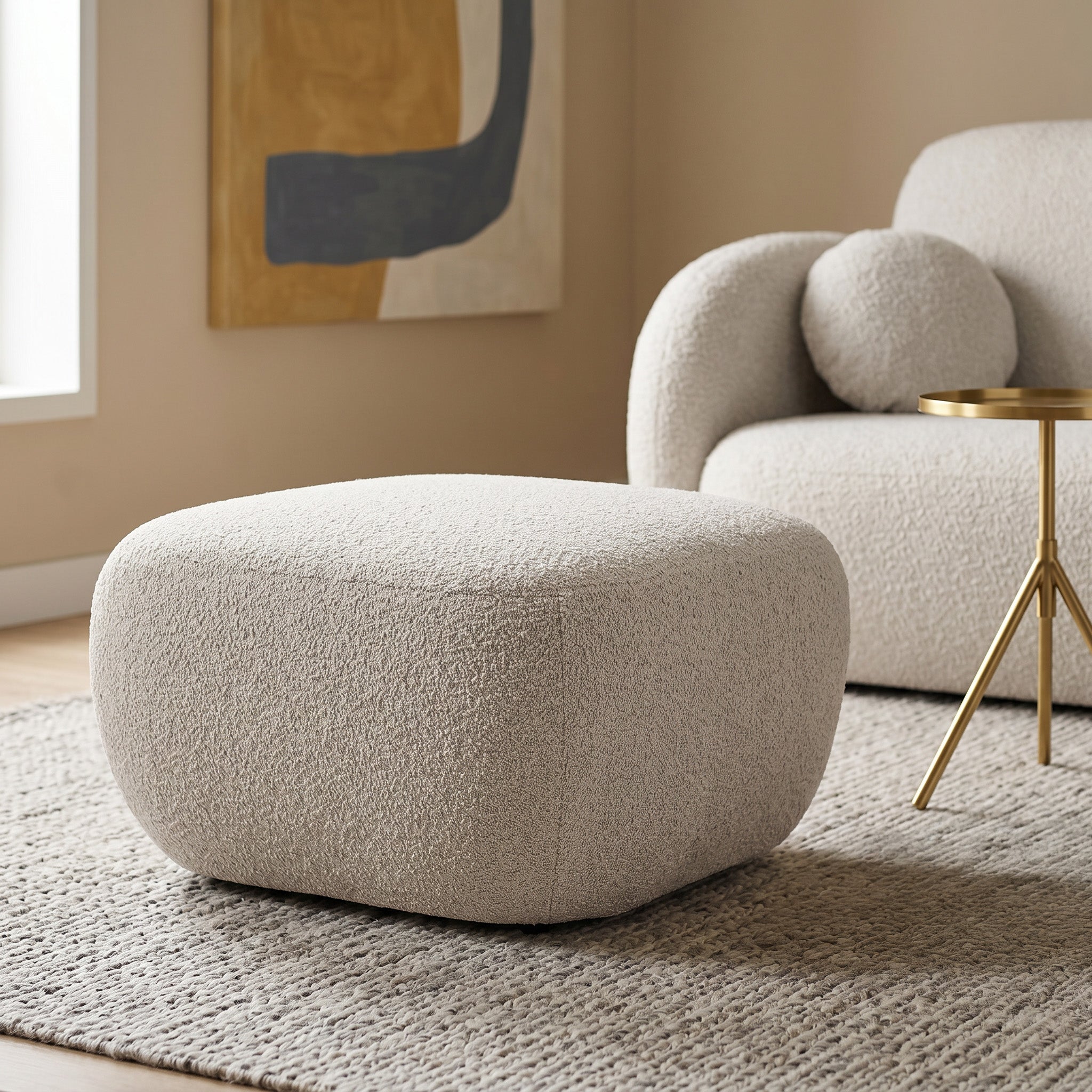 Pufa w stylu organic modern 75×39 cm, tkanina Abriamo | OLEMO