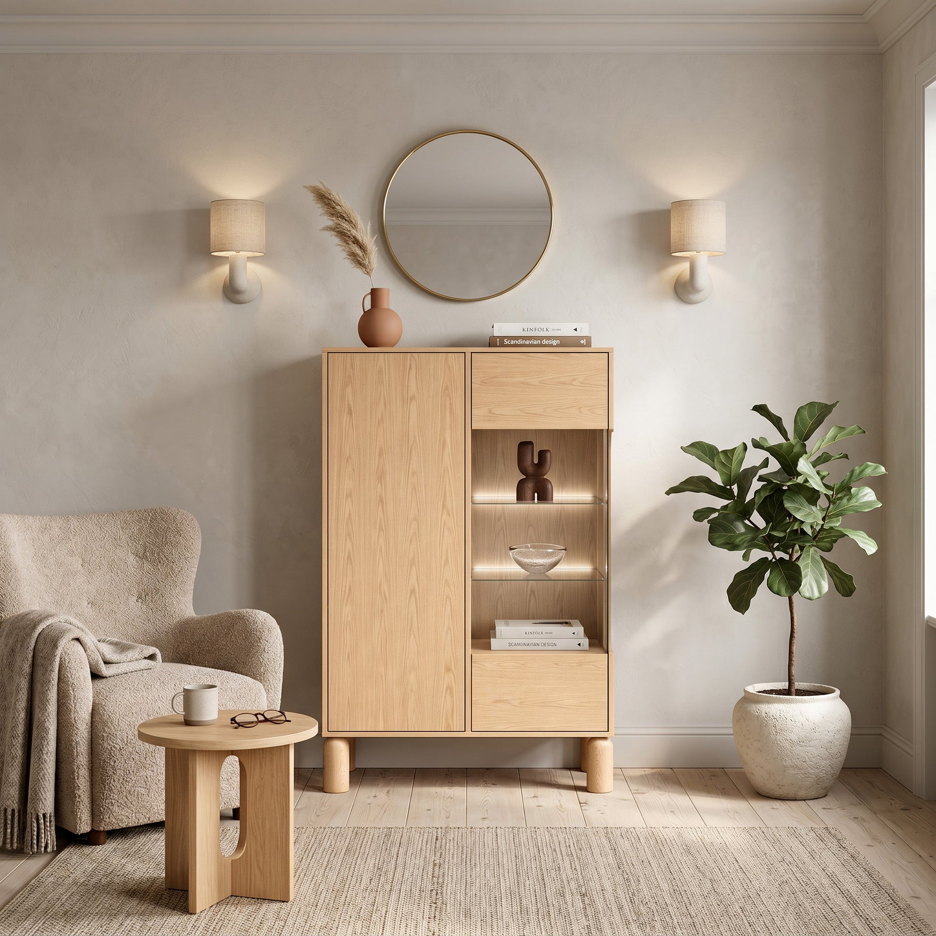 Witryna 89x146 z przeszkleniem w stylu skandynawskim | FJORD