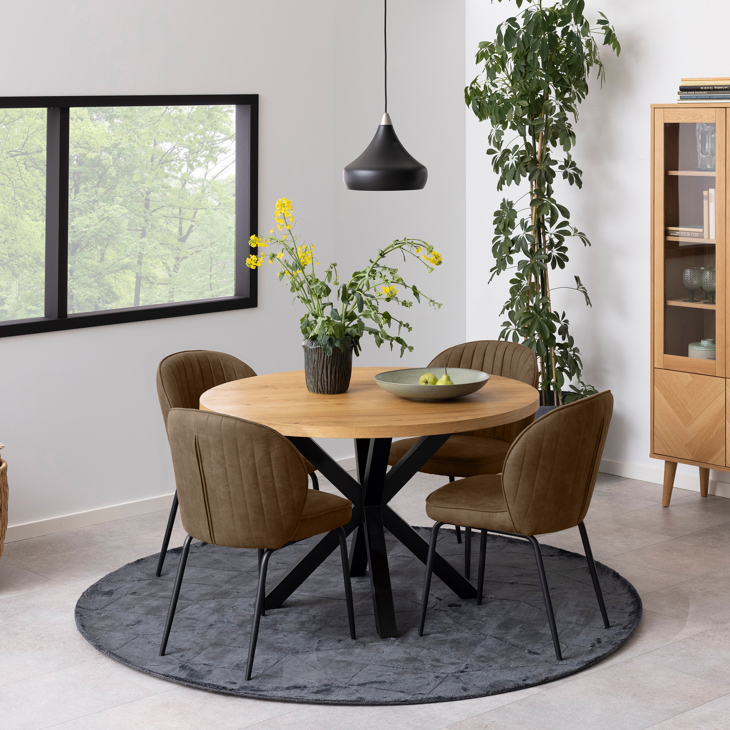 Okrągły stół 120x77 w stylu industrialny - dziki dąb, czarne stalowe nogi | Stela Classic
