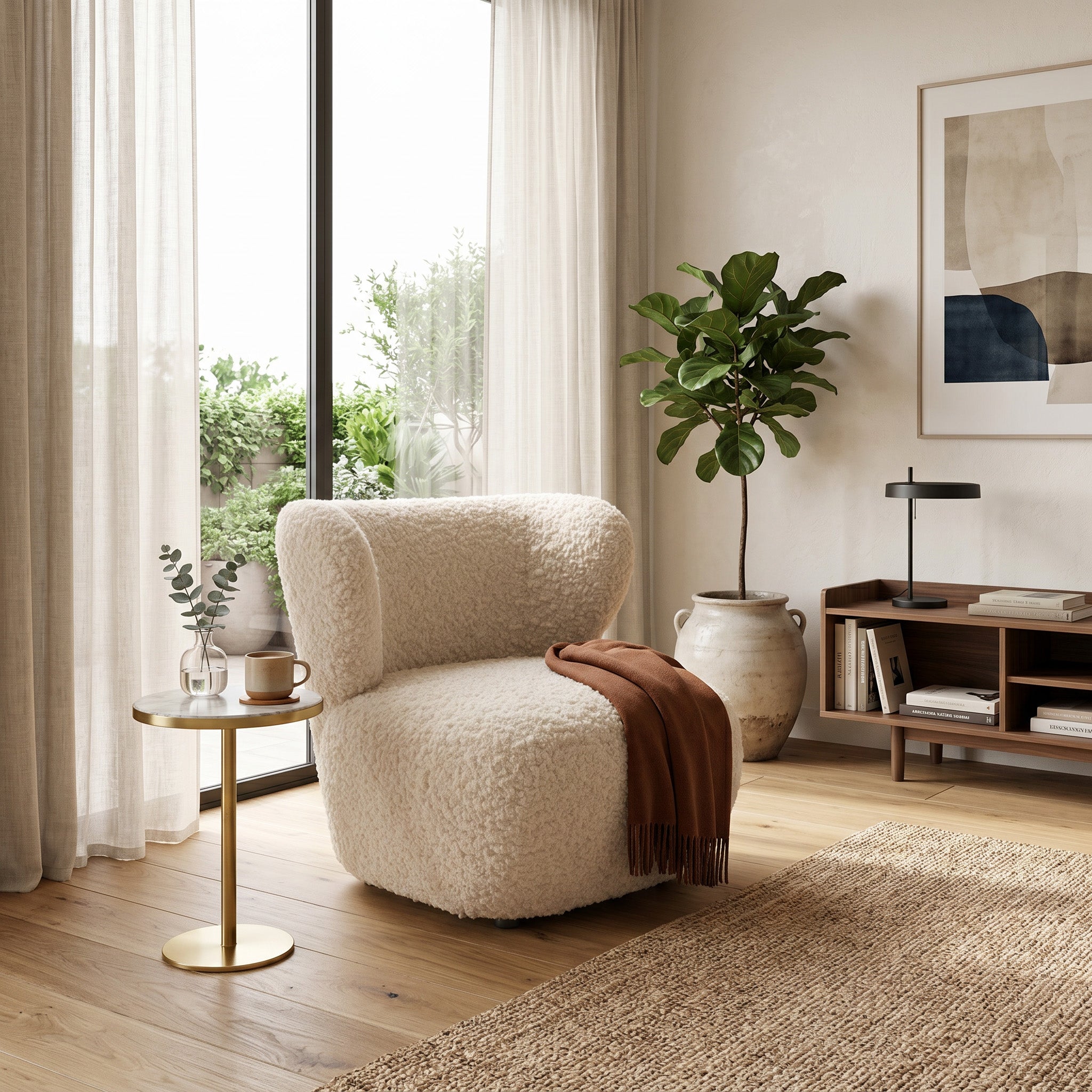 Fotel wypoczynkowy 82x74 cm w stylu japandi | OLEMO