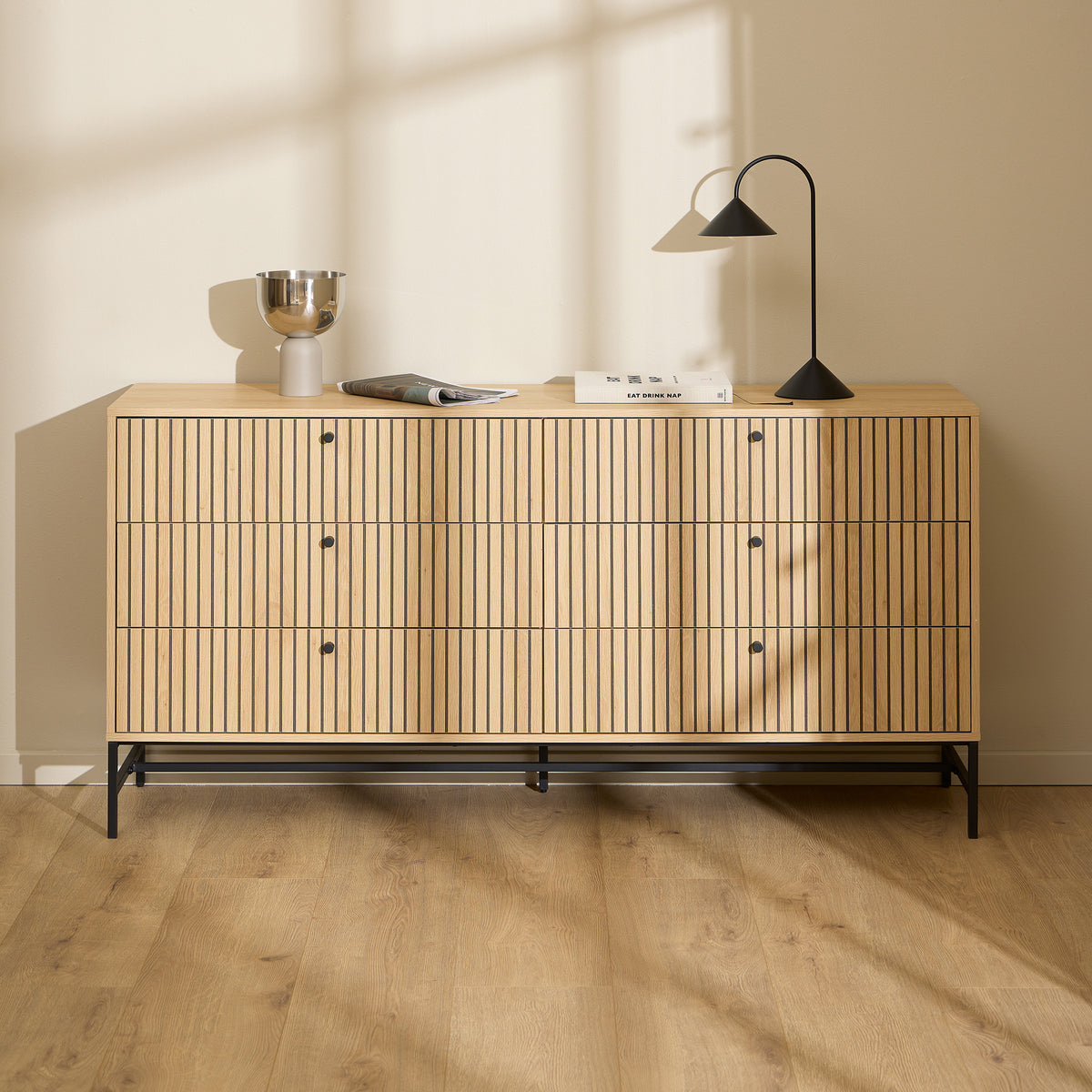 Sideboard 158x81 with a lamella front in a modern style | Bambouz