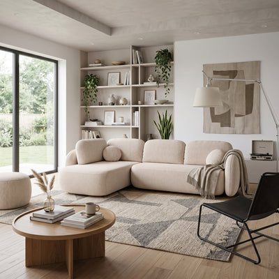 Narożnik z funkcją spania o powierzchni 123x250 w stylu organic modern | OLEMO
