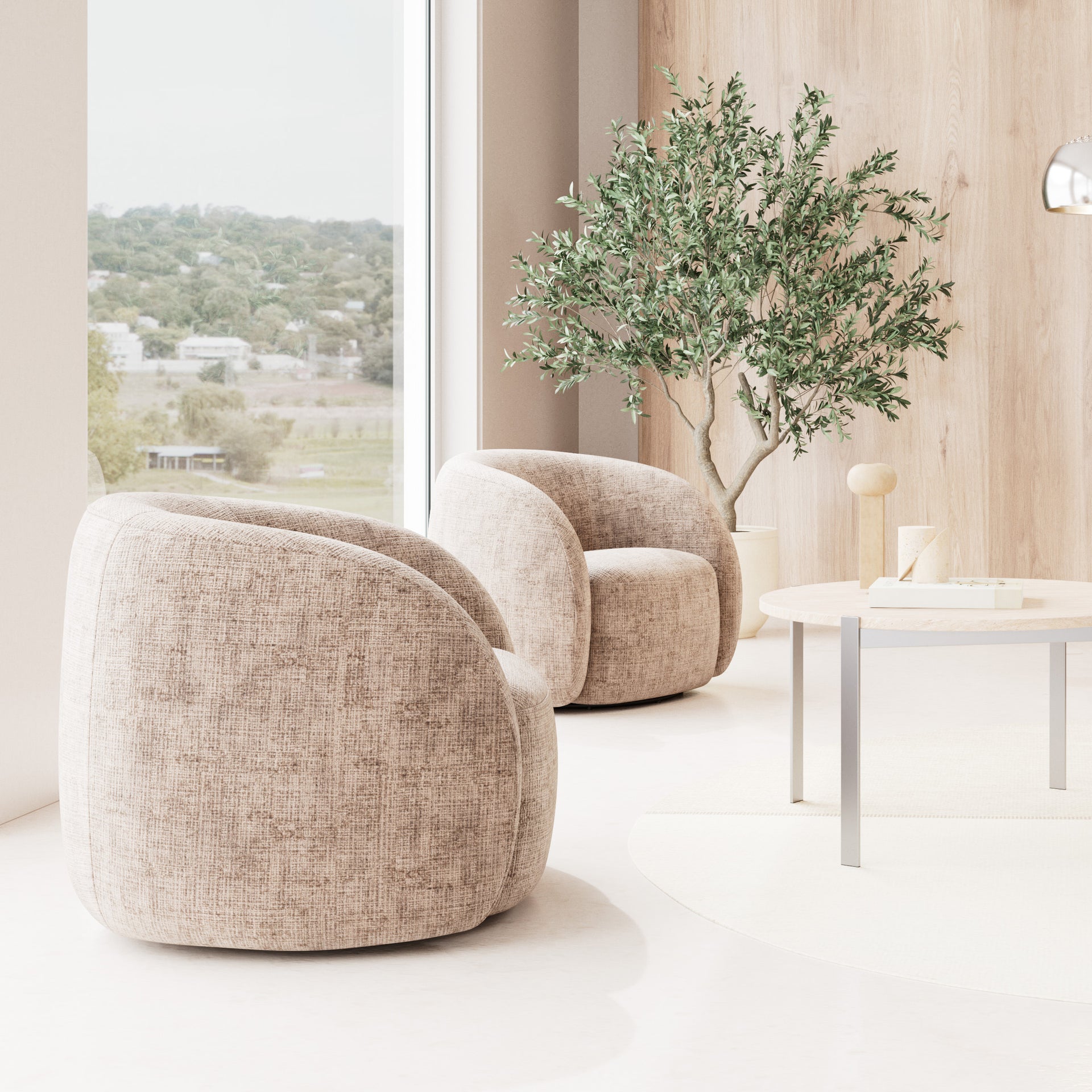 Fotel obrotowy z miękkim siedziskiem w stylu nowoczesnym - tapicerowany, otulająca forma | Setum