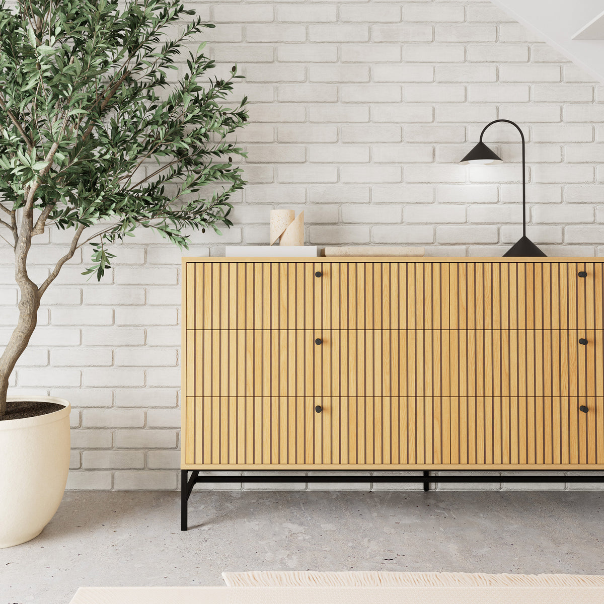 Sideboard 158x81 with a lamella front in a modern style | Bambouz
