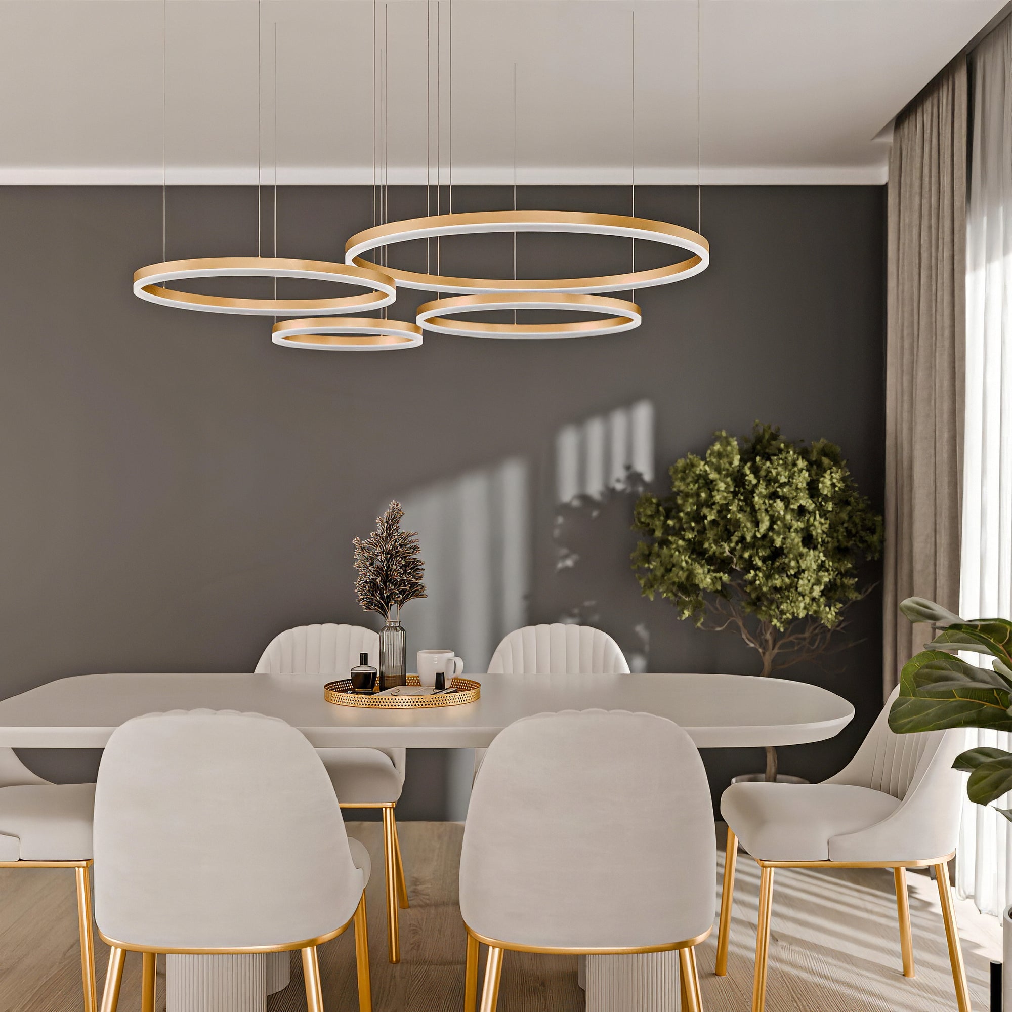 Złota lampa wisząca LED Soliva