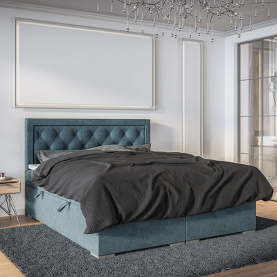 Diamond-tufted continental bed with two storage compartments in a glamour style | Santia