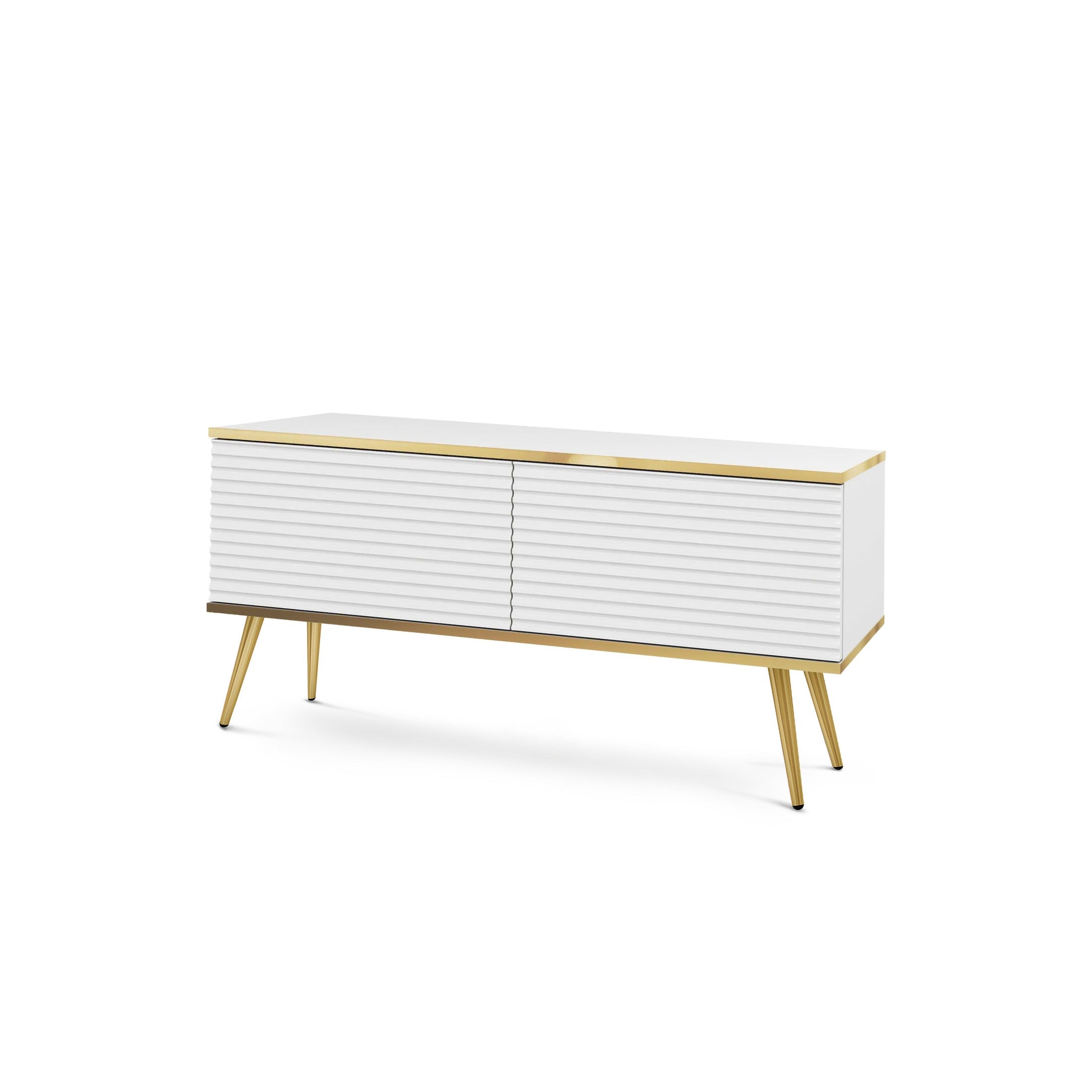 Szafka RTV 135x30 w stylu nowoczesnym | Meva Biały Złota