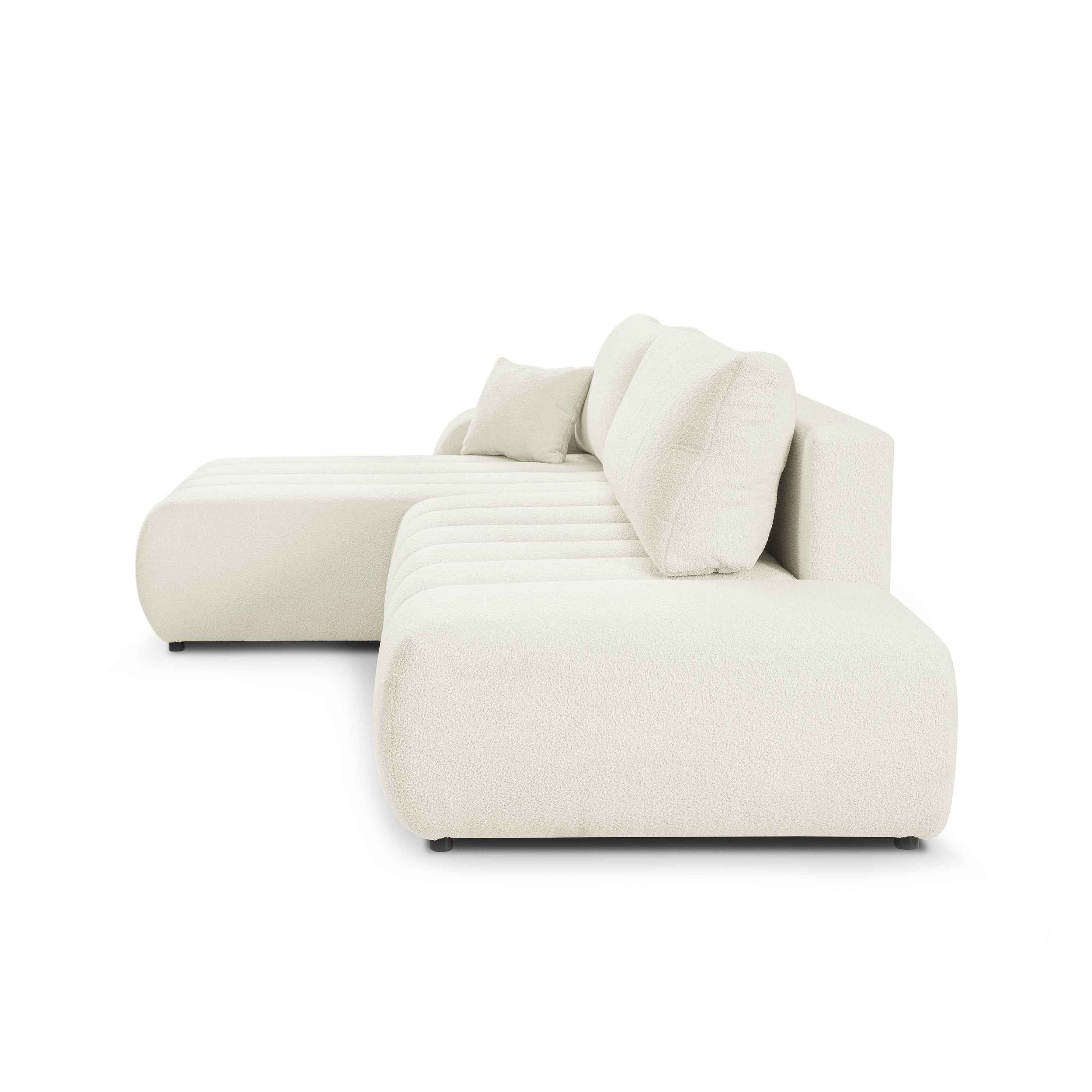 Narożnik z funkcją spania DL 276 cm w stylu nowoczesnym – tkanina Lambi, dekoracyjne przeszycia, pojemnik | BALOA