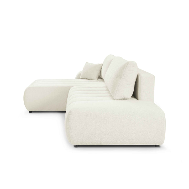 Narożnik z funkcją spania DL 276 cm w stylu nowoczesnym – tkanina Lambi, dekoracyjne przeszycia, pojemnik | BALOA