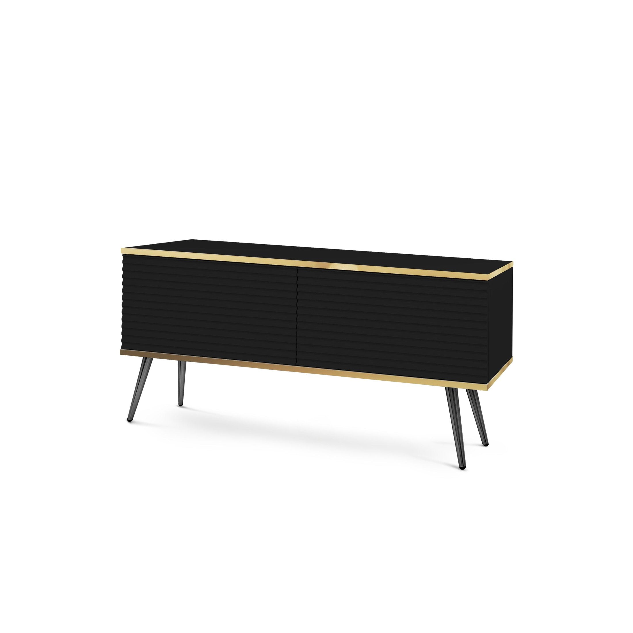 Szafka RTV 135x30 w stylu nowoczesnym | Meva Czarny Czarny
