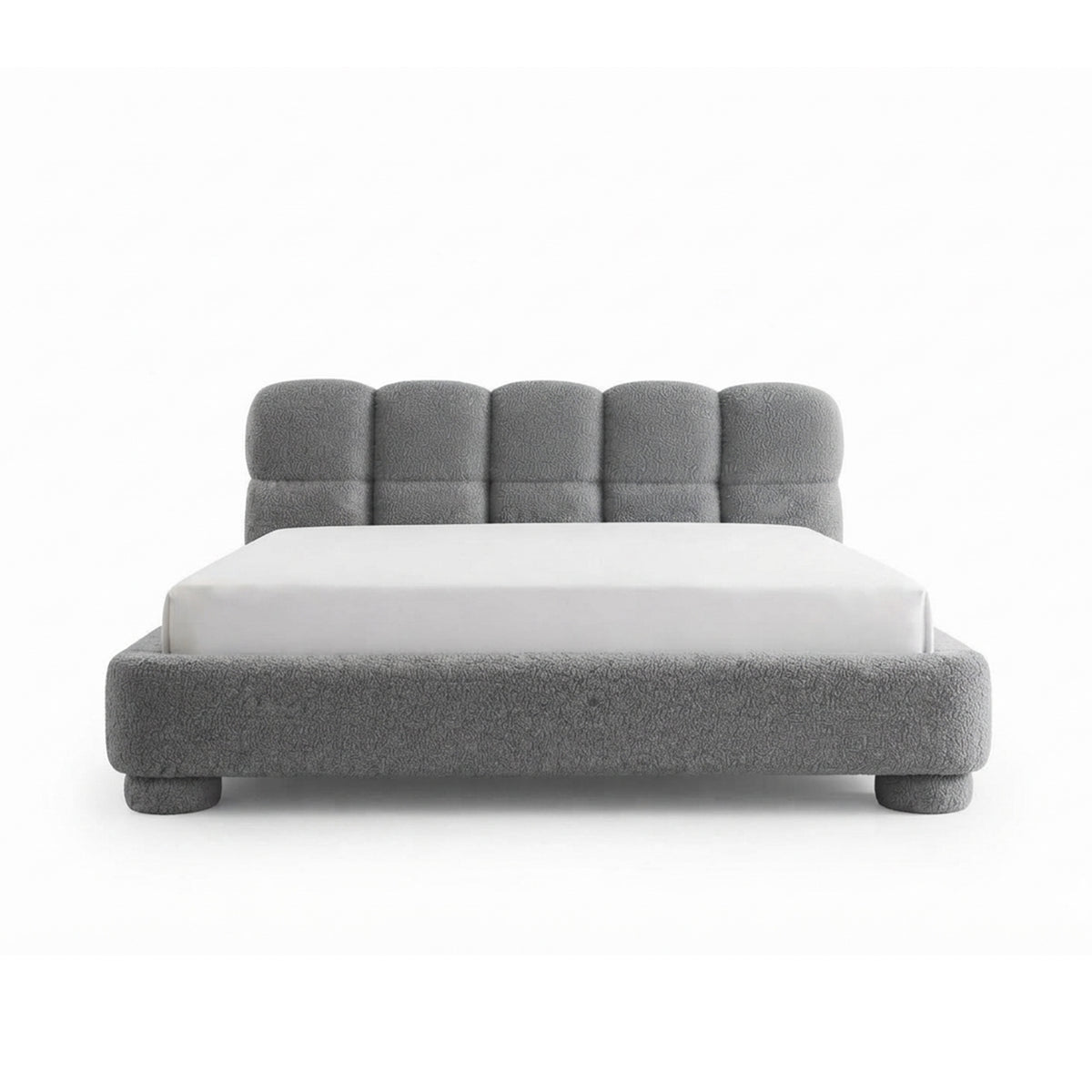 Lattro upholstered bed 120x200–200x200 with storage in modern organic style, Coral fabric – front view | Pillovely